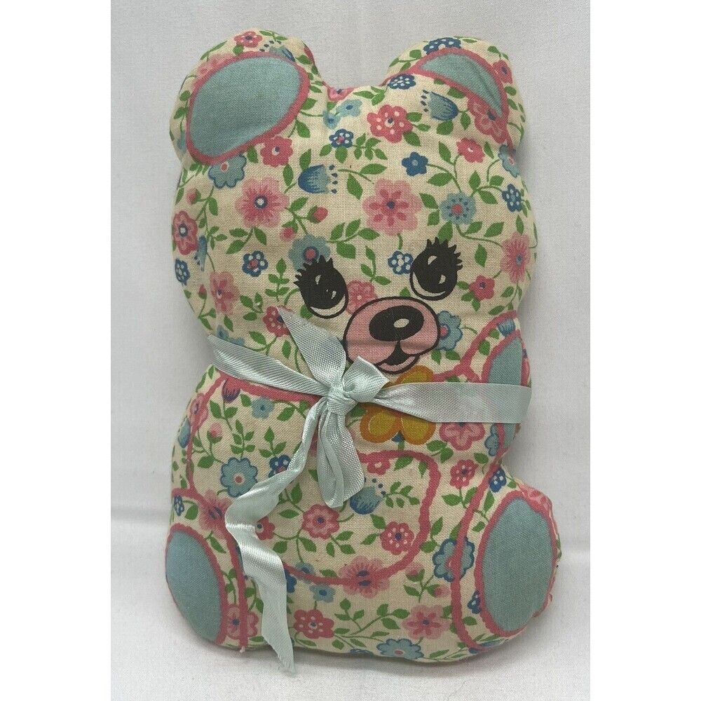Vintage Fabric Bear pillow home made from pattern Plush Stuffed Animal Toy 7”
